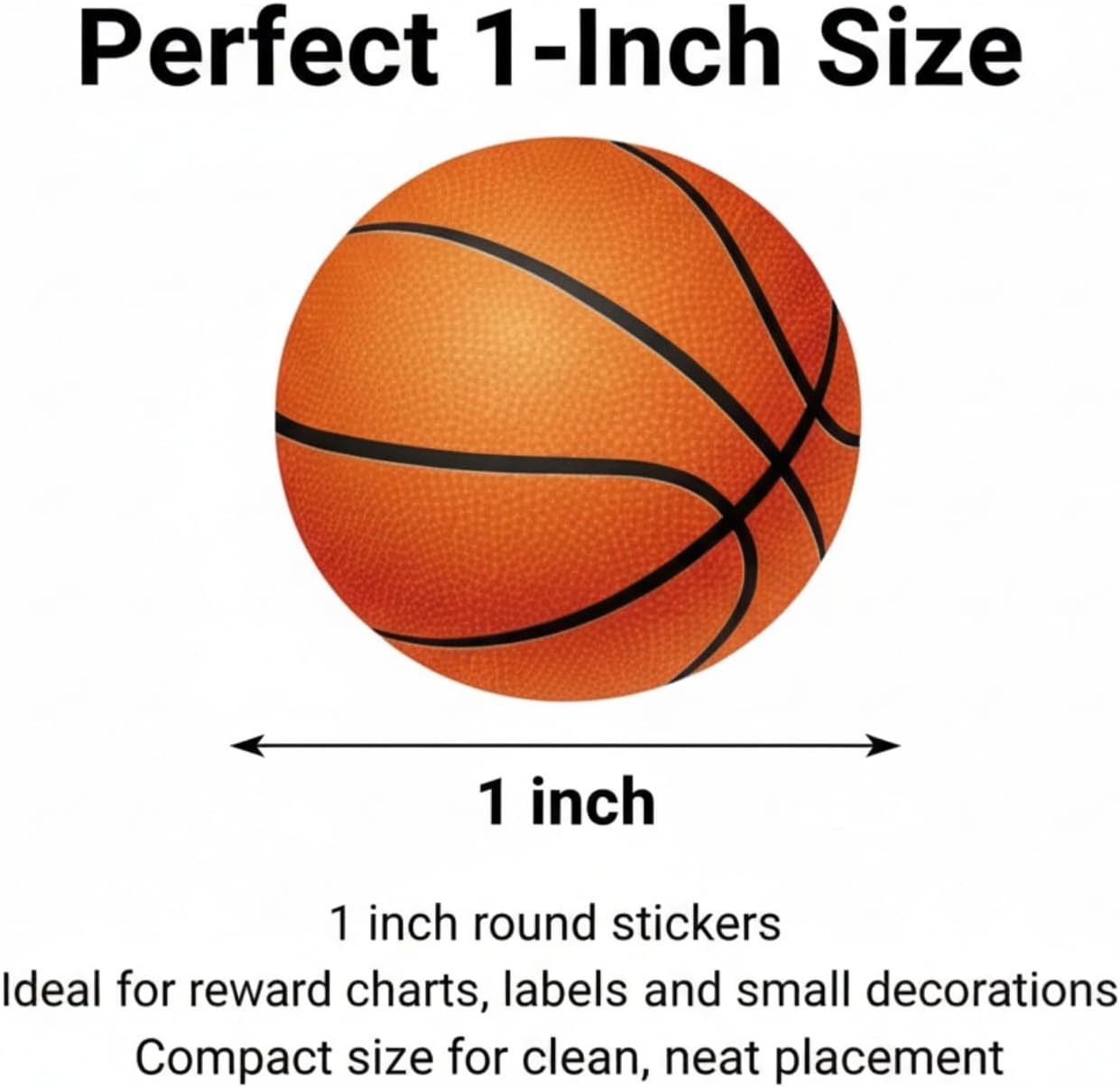 1000PCS Basketball Stickers Roll, Self-Adhesive Sports Ball Labels