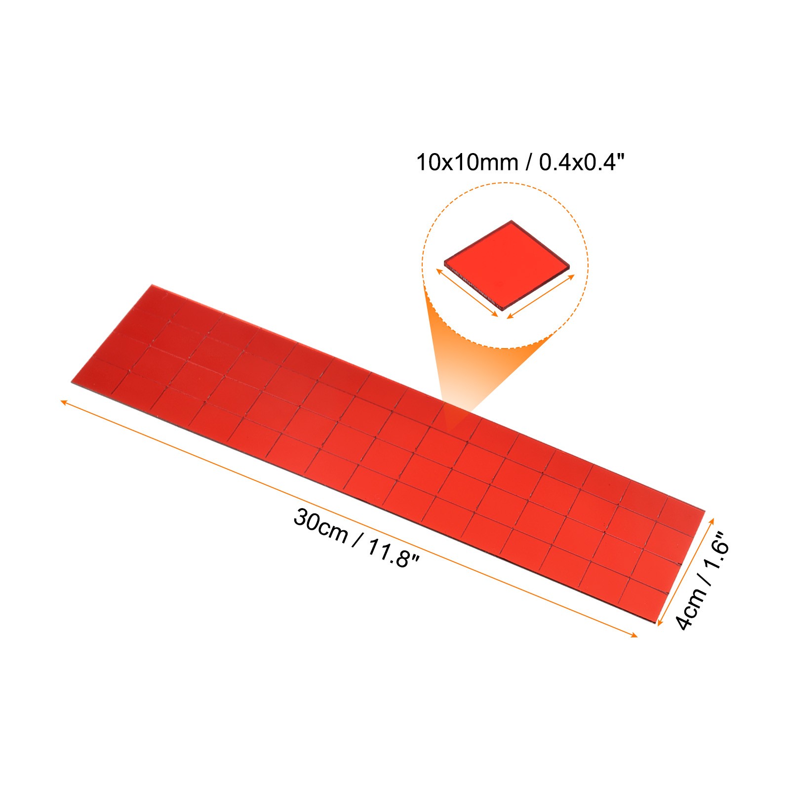 1800Pcs 15 Sheet 10x10mm Self Adhesive Mirror Mosaic Tiles Sticker Red