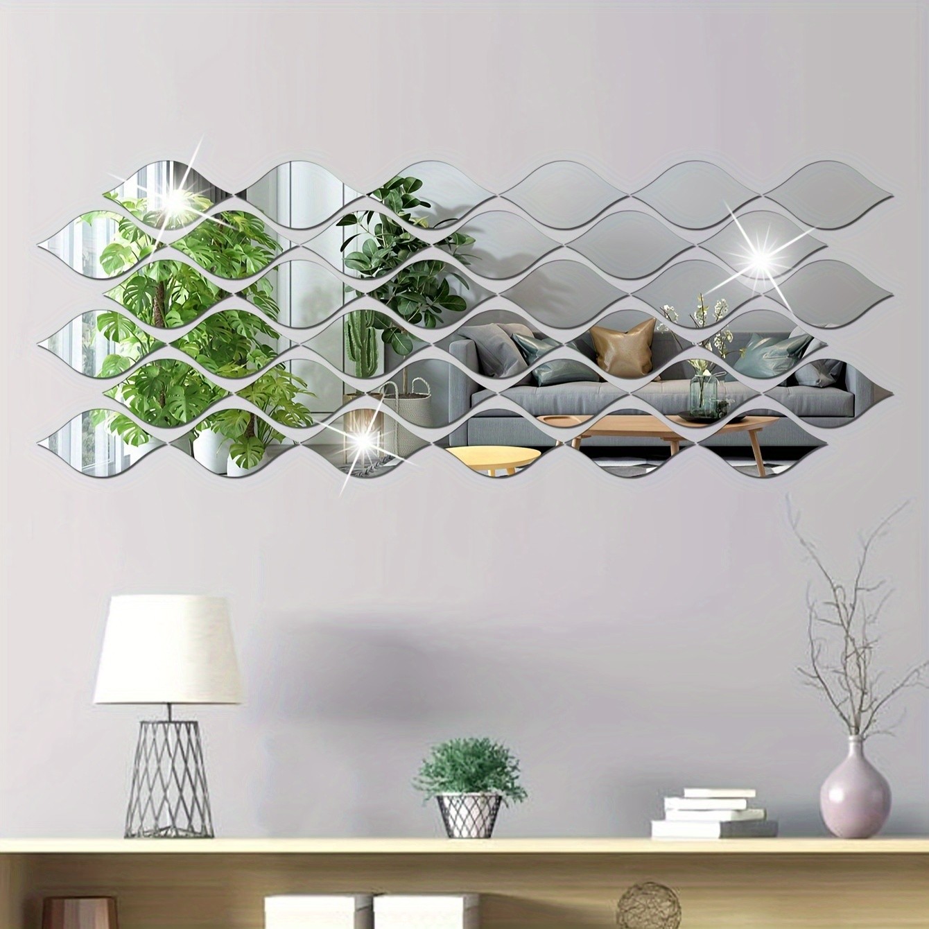 Removable Mirror Tile Waterdrop Shape Peel And Stick Bedroom Hanging Decor
