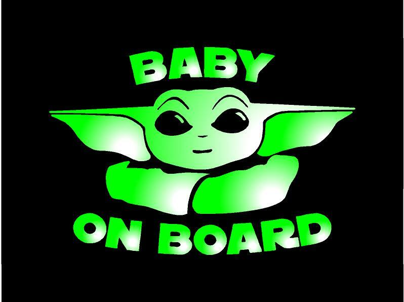 Baby Yoda 5.5" x 3.75" Baby On Board Decal Sticker Star Wars Car Van Laptop