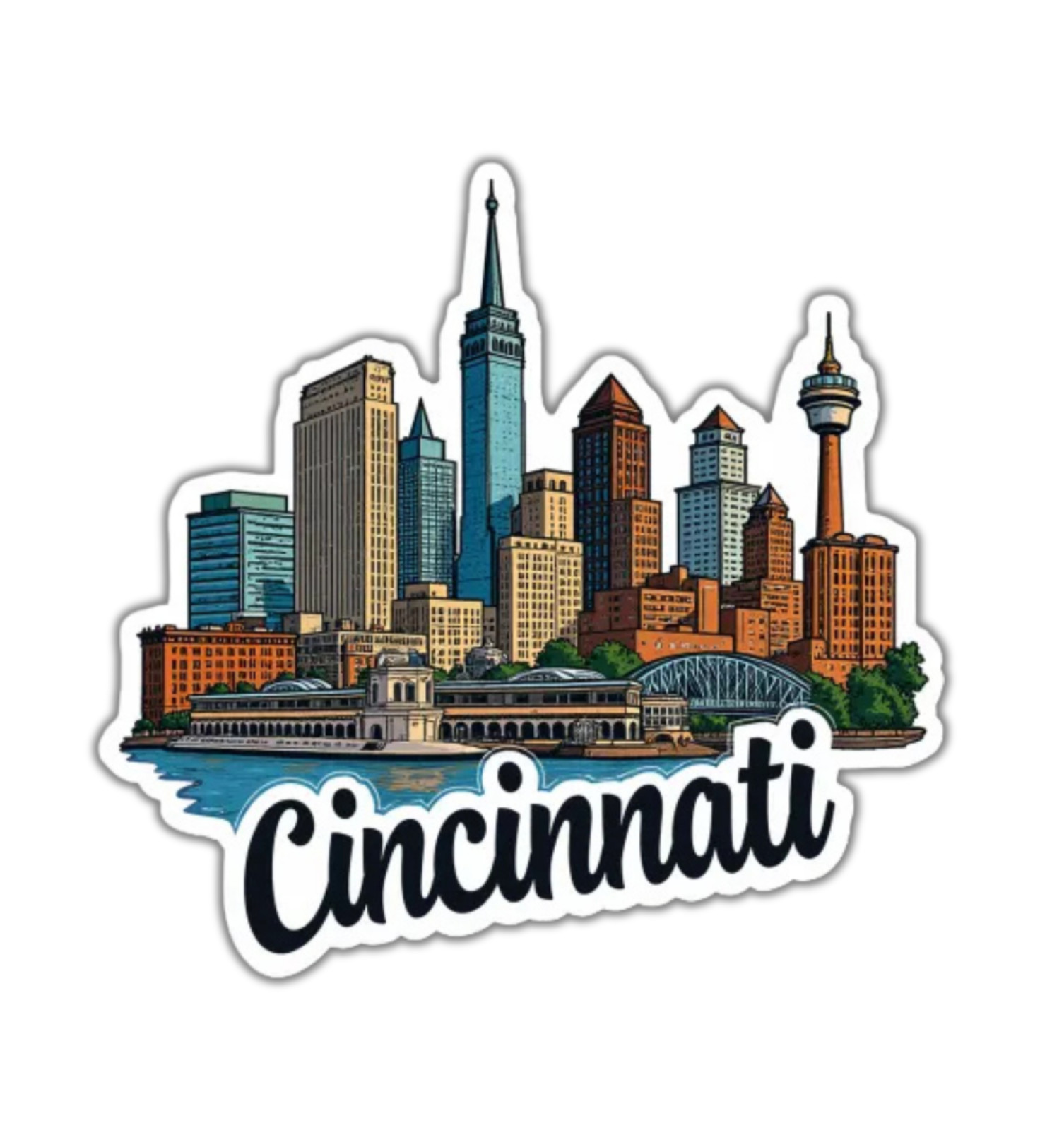 Cincinnati Ohio Fridge Magnet or Laptop Sticker