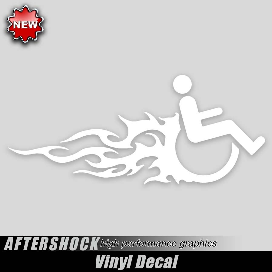 Handicap Wheelchair Flames Flaming Hot Rod Decal Sticker Car Truck Van USA