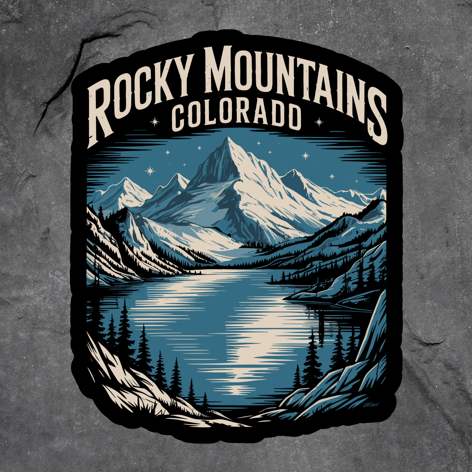 Rocky Mountains Colorado sticker vinyl decal lake destination fishing camping