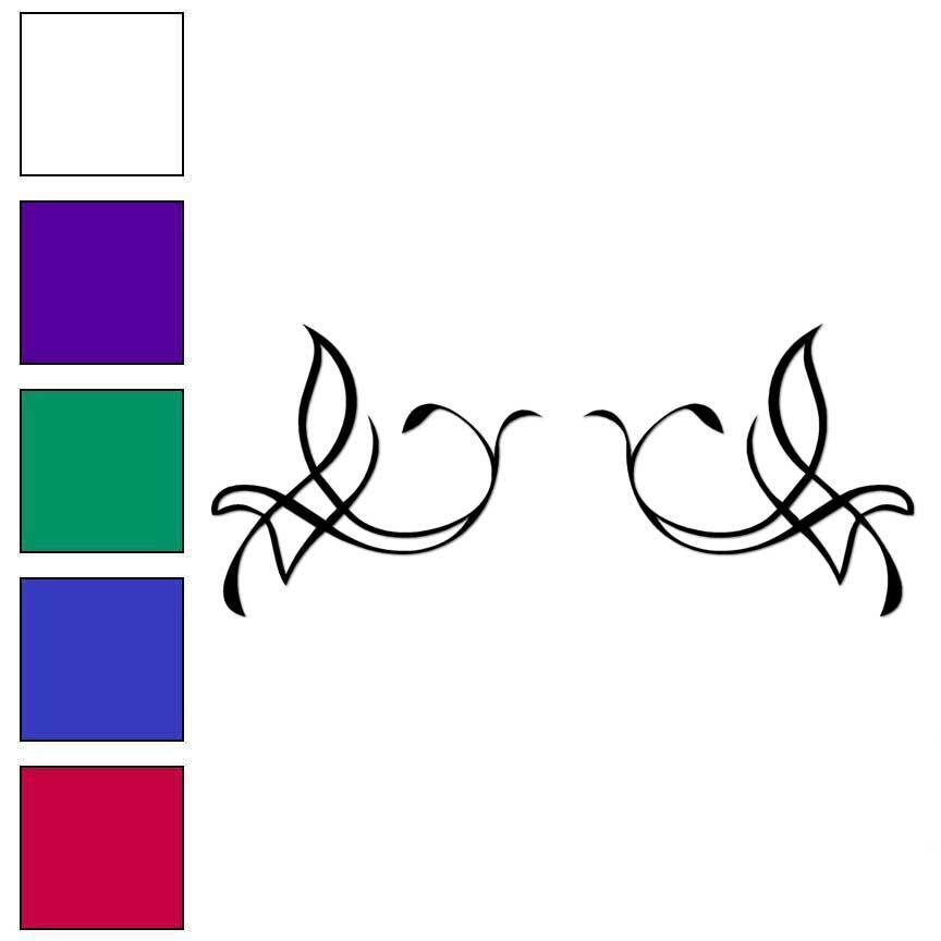Pinstripe Bird Pair, Vinyl Decal Sticker, Multiple Colors & Sizes #7461