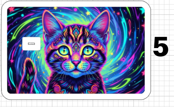 Acid Trip Kitten ATM Debit Credit Sticker Skin Party Cat Pets Groovy Retro USA