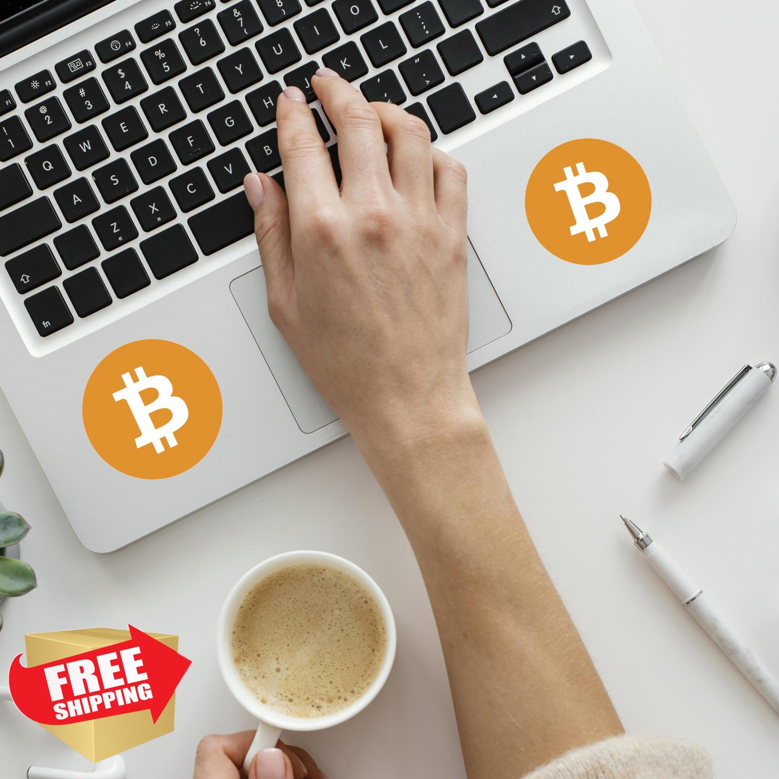 12 Pack Bitcoin Logo Stickers, BTC Crypto Vinyl Decal, 1"x1"