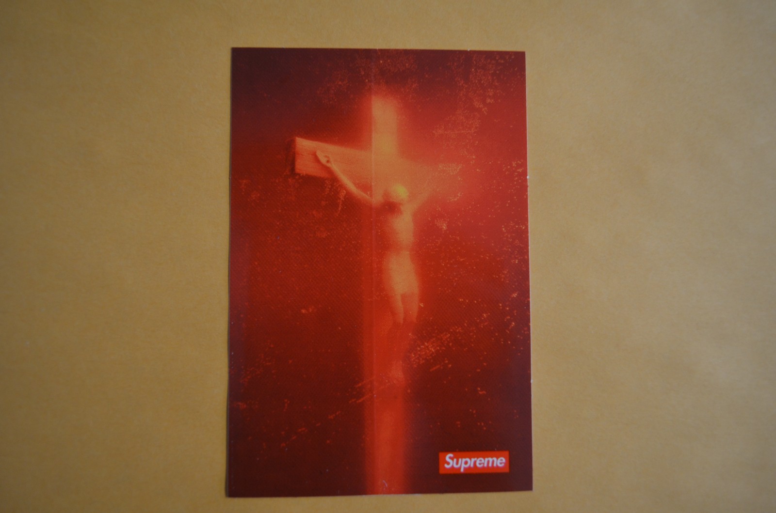 SUPREME Piss Christ Sticker Red andres serrano box logo camp cap