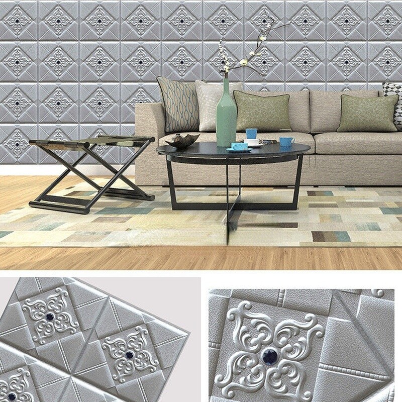 3D Embossed Wall Sticker Self-adhesive Wallpaper Beads Decal DIY Home Decor