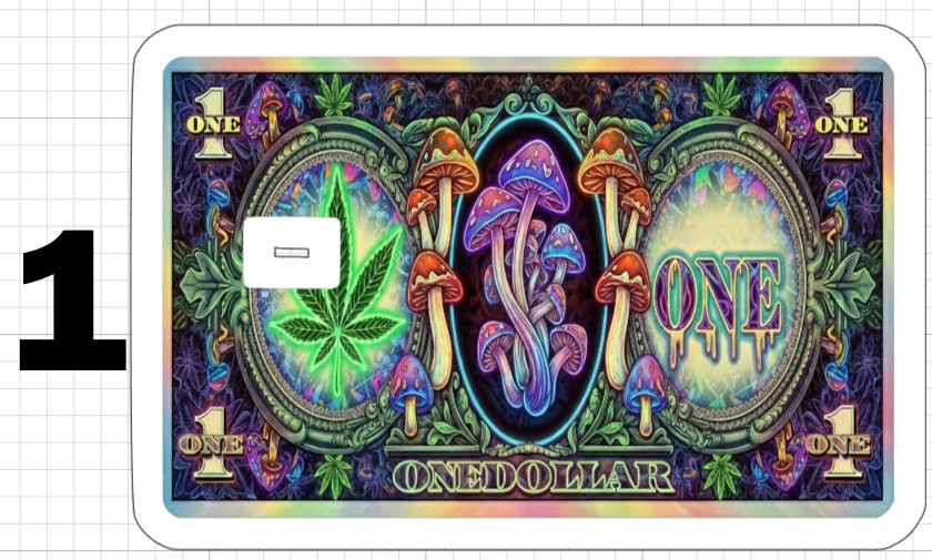 Psychedelic Weed Money Leaf ATM Debit Credit Sticker Skin 420 USA Cannabis Pot