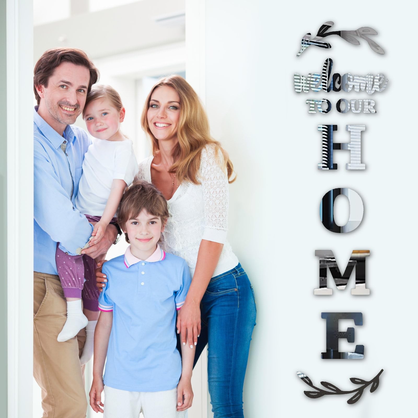 3D Acrylic Mirror Wall Decor Home Sign for Living Room Entryway, Large Self-A…