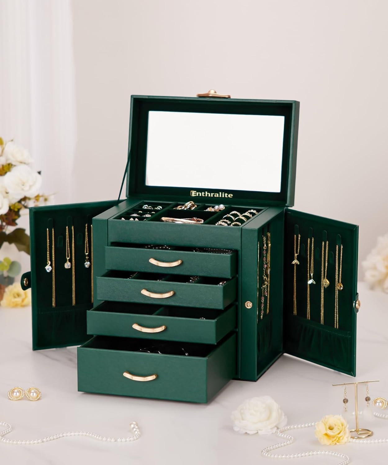 Jewelry Box with 4 Drawers: Display Organizer for Earrings Necklaces – Gifts …