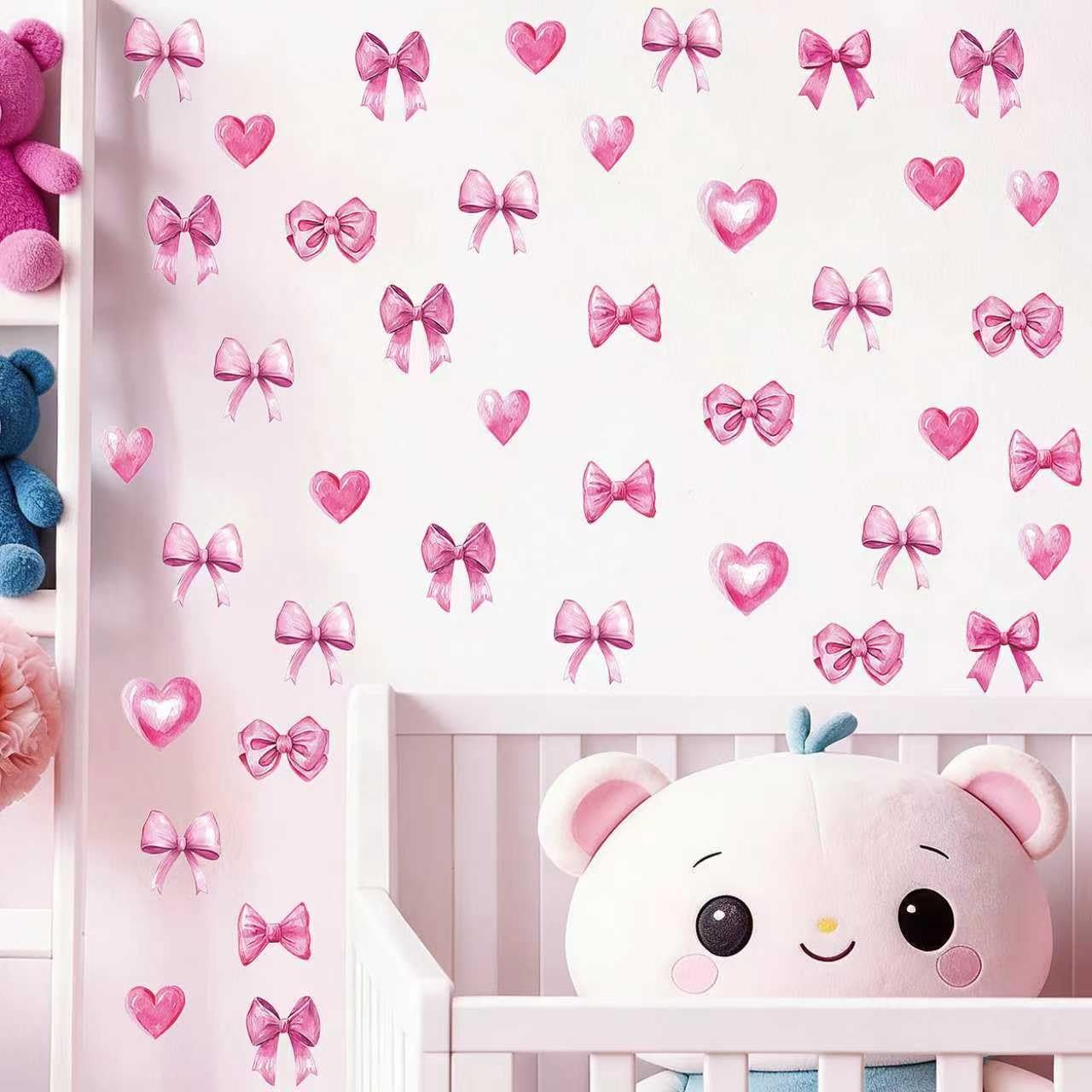 48pcs Pink Bowtie Decor for Bathroom and Bedroom Bow Wall Stickers and Decals…