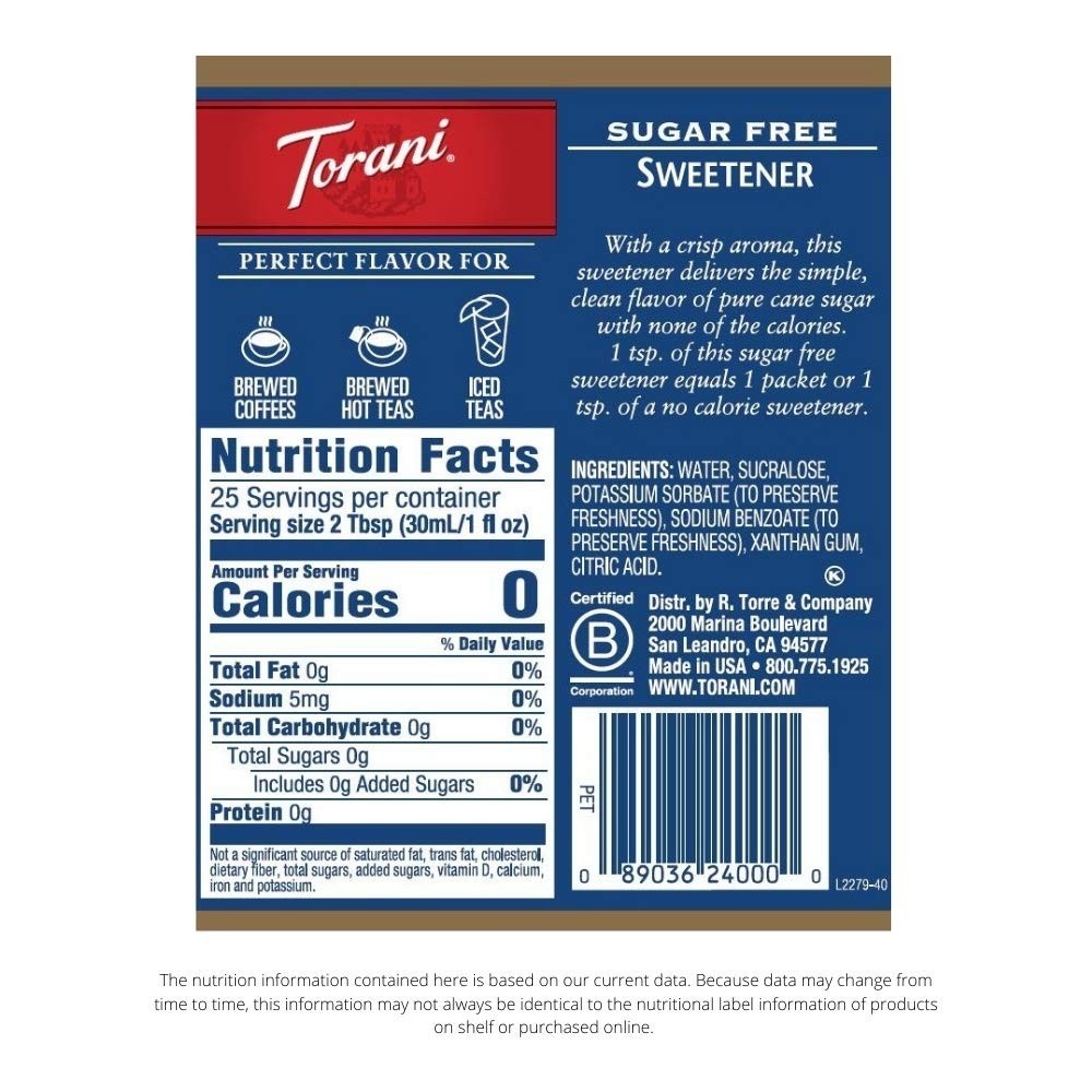 Sugar Free Syrup, Sweetener, 25.4 Ounce (Pack Fl Oz of 4)