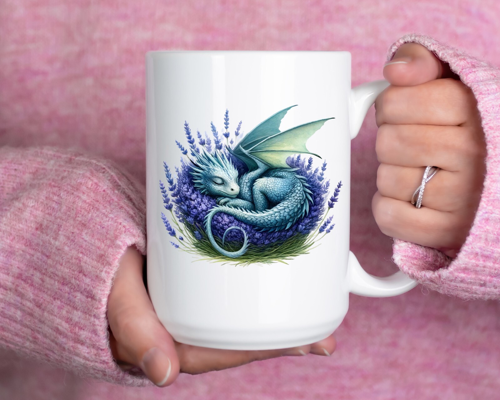 Dragon Sleeping in Lavender UV DTF Transparent Sticker / Decal