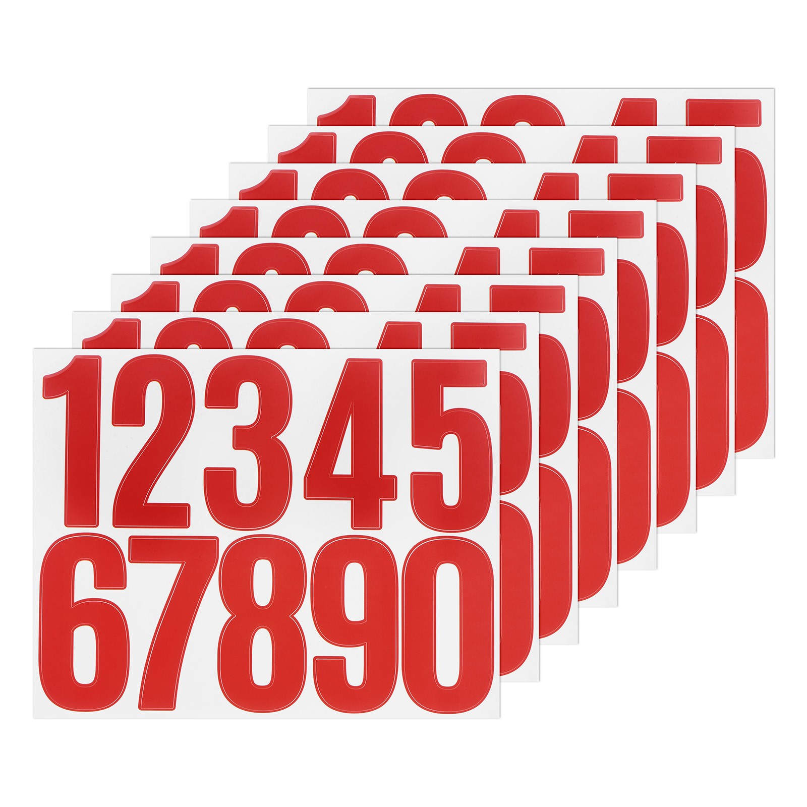 8-Sheets Numbers Stickers, 3" Vinyl 0-9 Number Stickers[80pcs, Red]