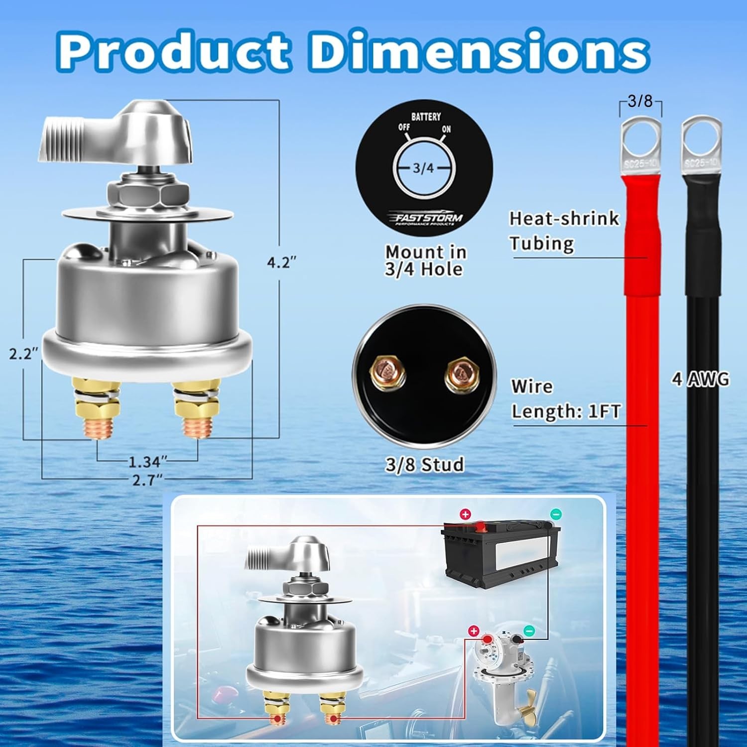 200A 12-48V High Current Master Battery Disconnect Switch Battery Power Cut Off