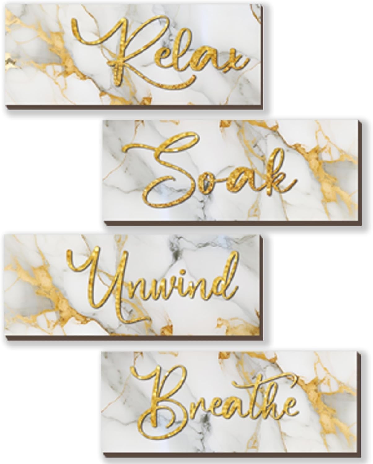 Versatile Wooden Wall Art Set in White Gold – Ideal for Bathroom & Living Spaces