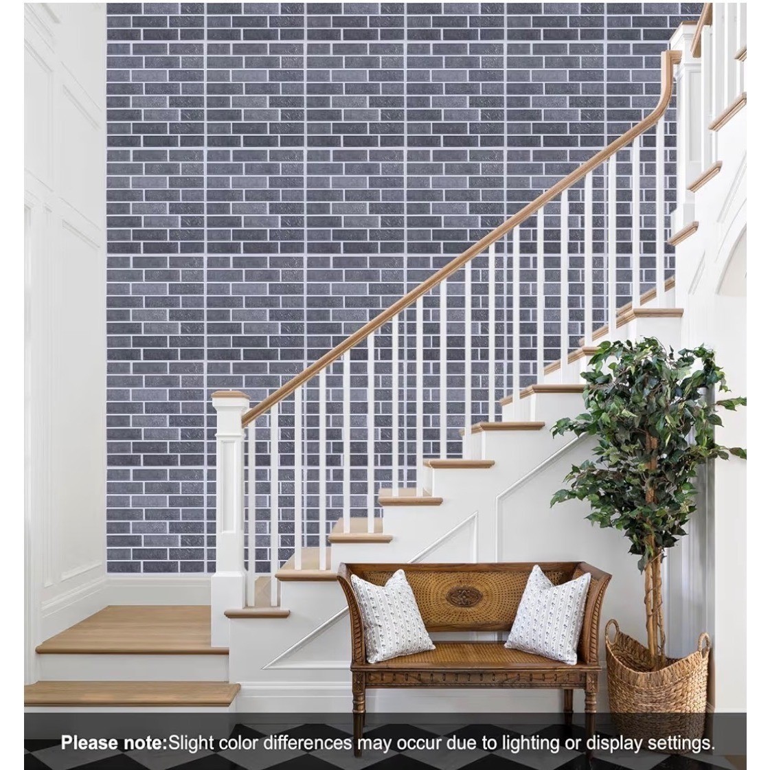 10 Pack Gray 3D Faux Brick Wall Panels Peel & Stick Waterproof Foam Tiles 9.7sf