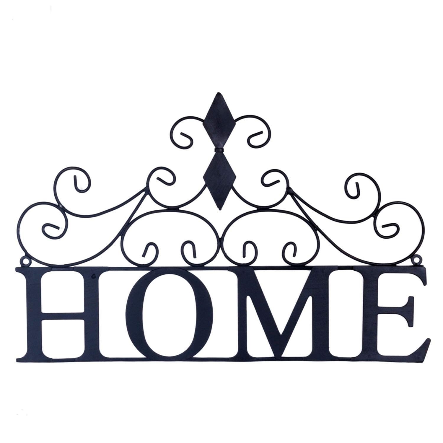 Yamfurvo Scrolled Home Word Wall Decor, Metal Wall Mounted Plaque Door Art Si…