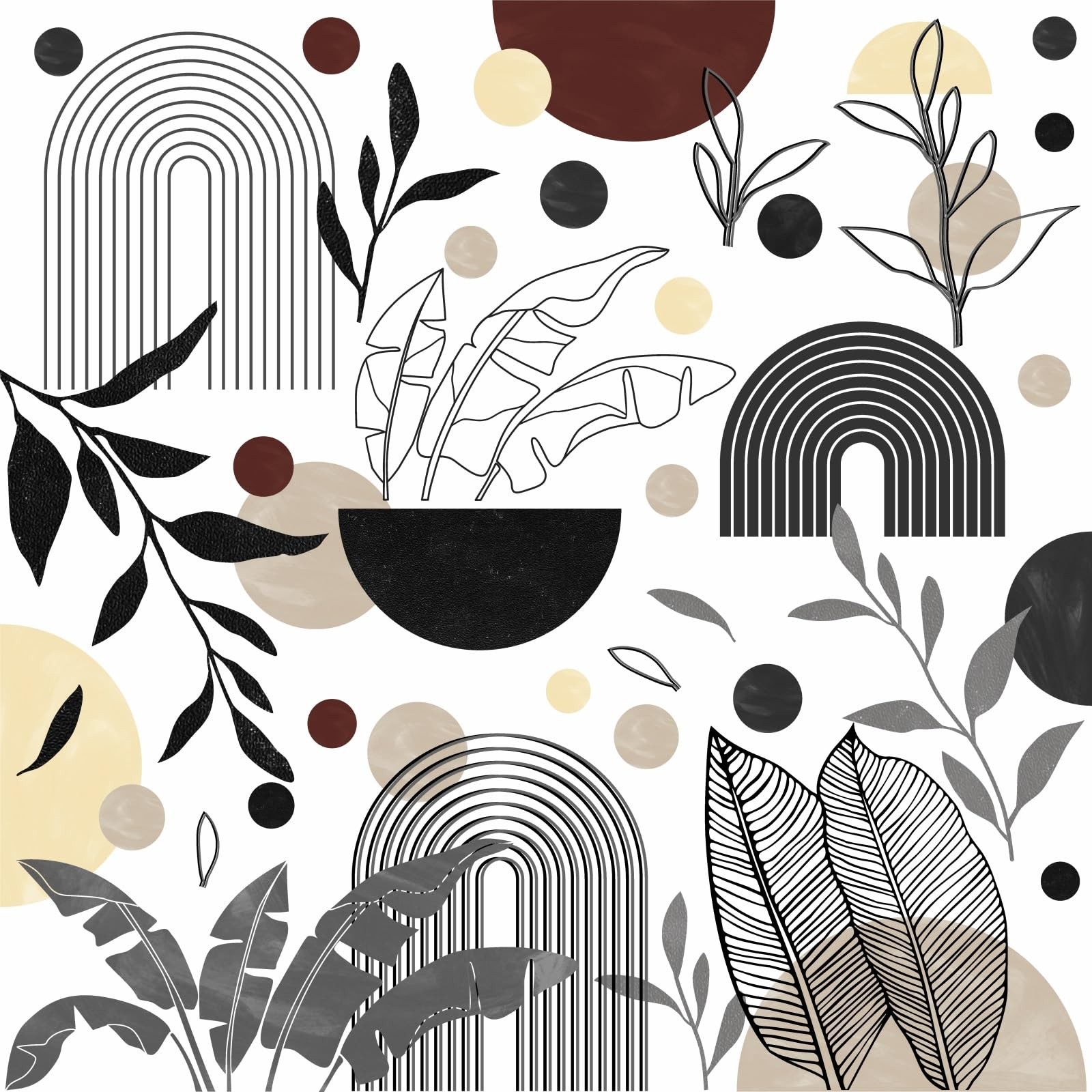 Vintage Abstract Art Wall Stickers Geometric Wall Decals Peel and Stick Boho …