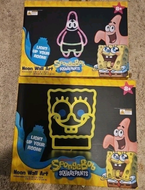 Set of 2 SpongeBob SquarePants and Patrick Neon Wall Art Nickelodeon (Brand New)