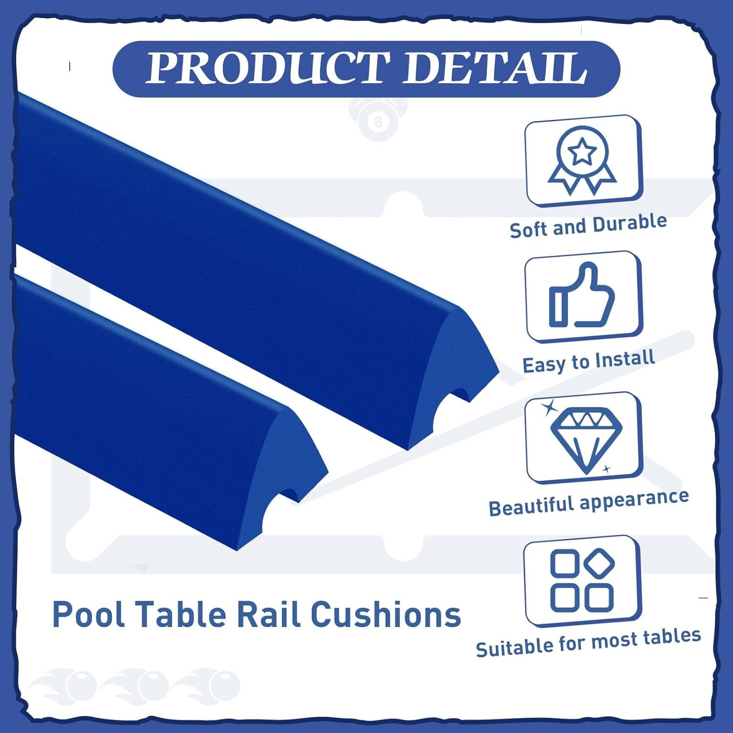 Billiard Cloth for 8 ft Pool Table Pre Cut Felt with 6 Cloth Strips and 6 Pool T