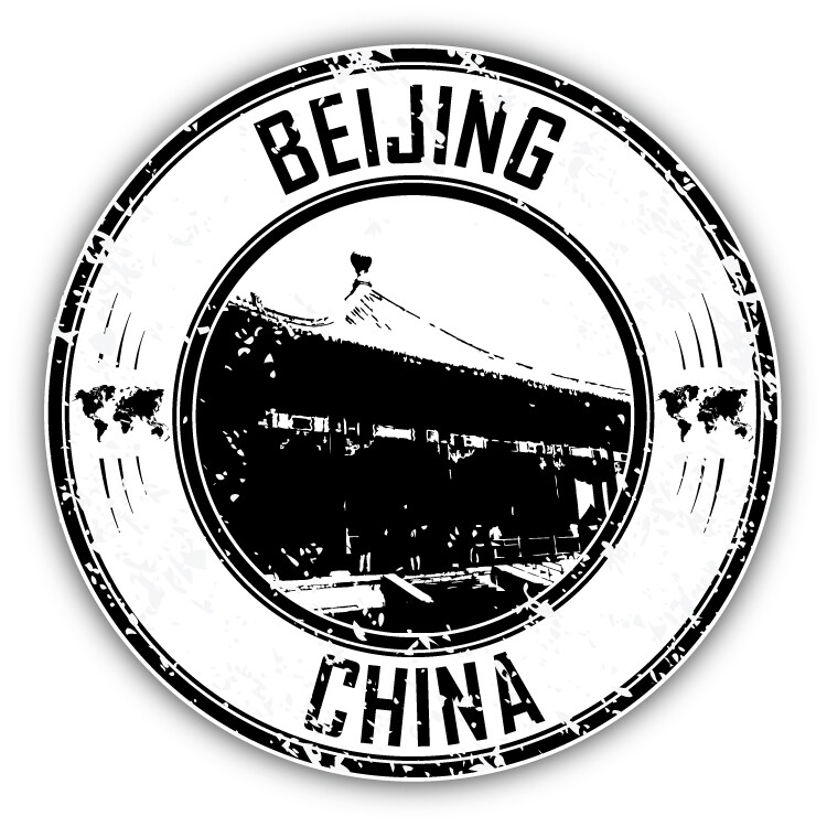 Beijing China Grunge Rubber Stamp Travel Car Bumper Sticker Decal