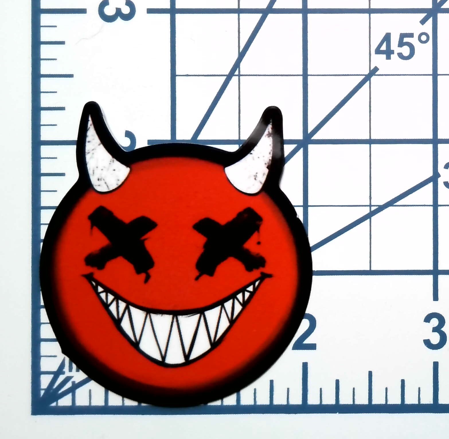Red Devil Horns Vinyl Sticker Die Cut Satan Evil Horror Demon Journal Gift