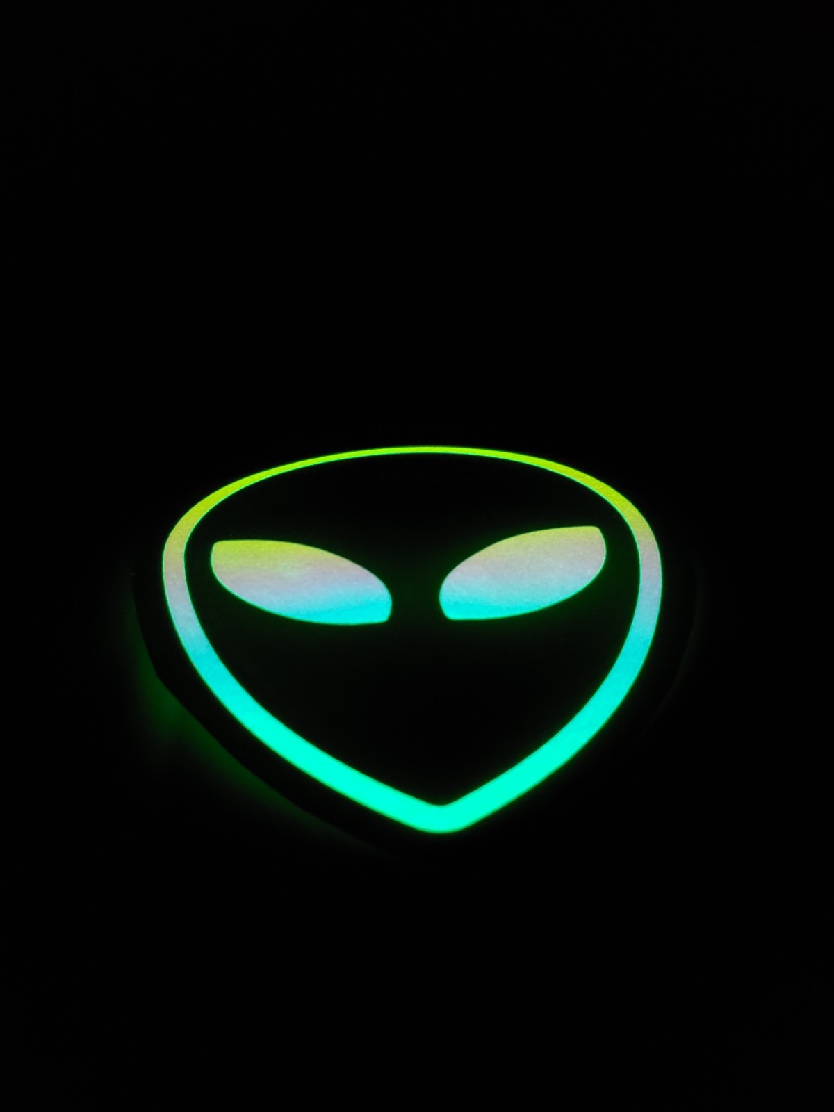 Glow In The Dark Vinyl Decals Alien Head Outline Medium Size Lit Studios New