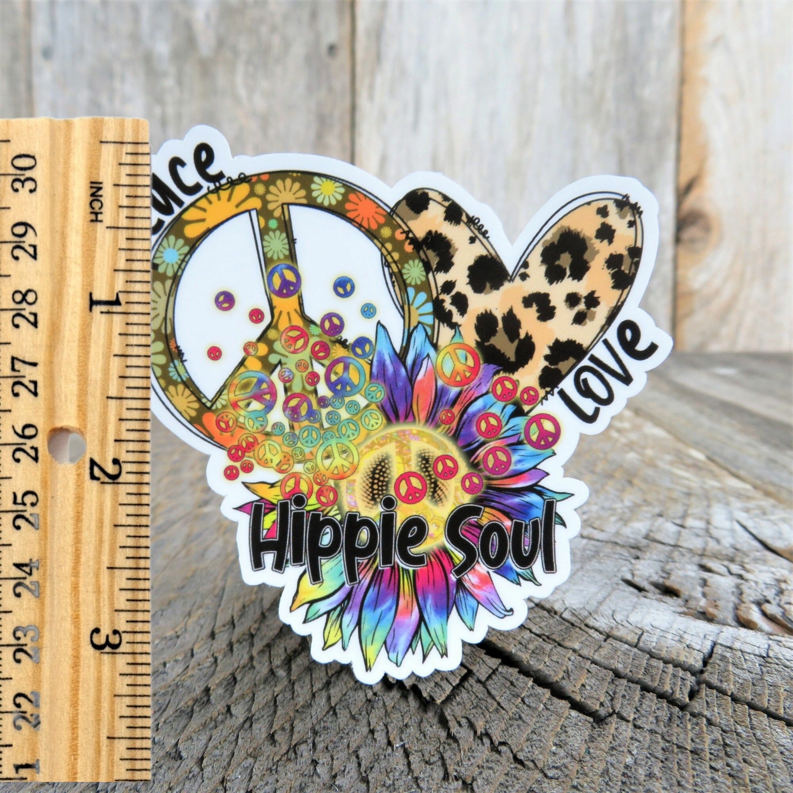 Peace Love Hippie Soul Sticker Peace Sign Heart Colored Retro Flower Power