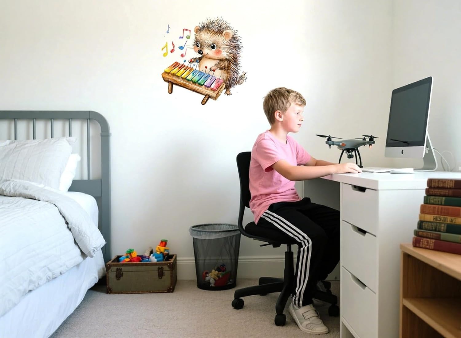Hedgehog Xylophone Wall Decal Removable Vinyl Sticker Kids Room Decor 11.8in