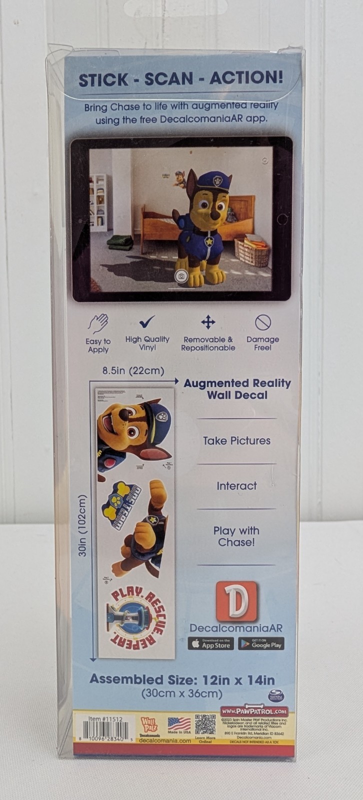 Decalcomania Paw Patrol Chase Wall Decal Augmented Reality Easy to Apply New