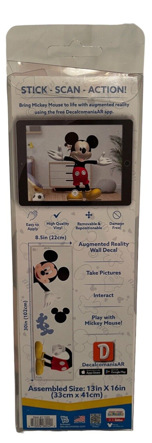 Disney Mickey Wall Decal 13×16” w/Augmented Reality Action – *FREE SHIP*