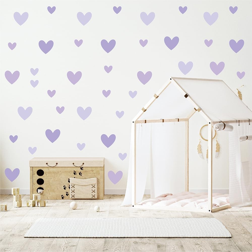 170 PCS Purple Heart Wall Decals – Ombre Lavender Waterproof Vinyl Peel & Sti…