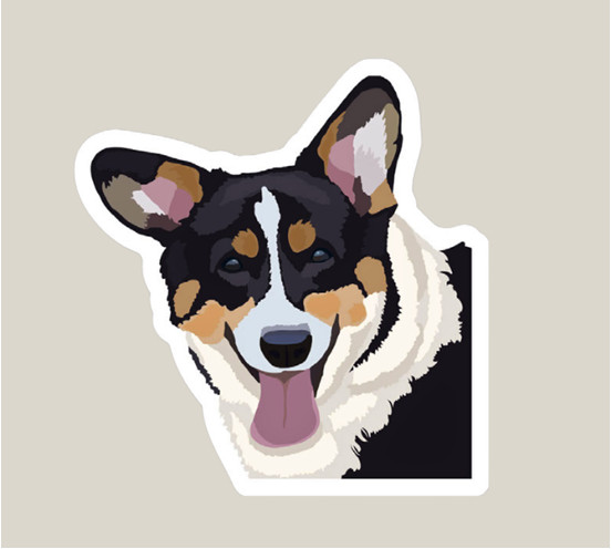 Pembroke Welsh Corgi Dog Sticker Water Bottle, Laptop, Phone, Dishwasher Safe