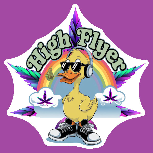 High Flyer Stoner Duck Weatherproof Vinyl UV 420 Cannabis Weed Sticker Marijuana