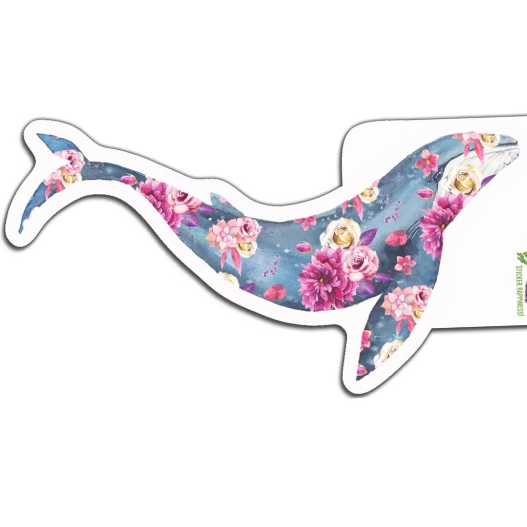 NEW Floral Whale Sticker – Waterproof Vinyl
