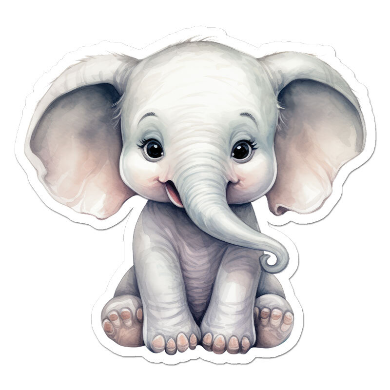 Cute Baby Elephant, Vinyl Decal Sticker, Indoor Outdoor, 3 Sizes, #11217