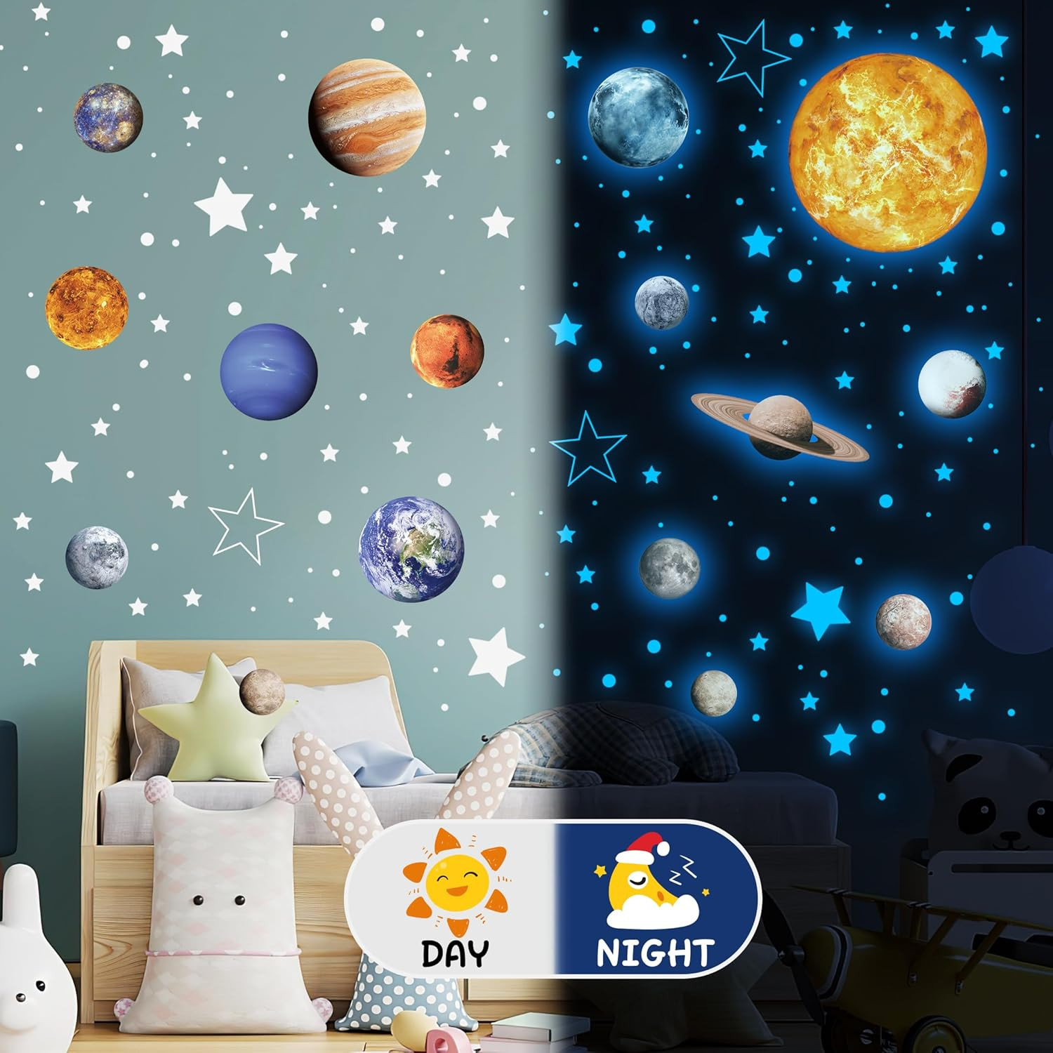Solar System Wall Decals Glow in the Dark Stars 780 PCS, Glowing Planets