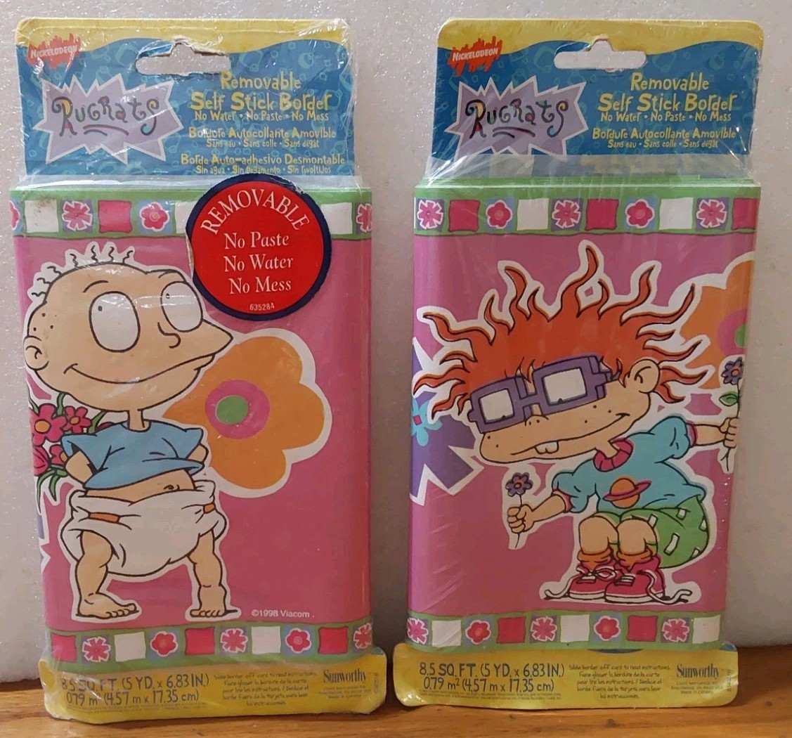 Rugrats Removable Self-Sticker Wall Border 90's Kids Nickelodeon 5 Yrds 7" 2 Pk