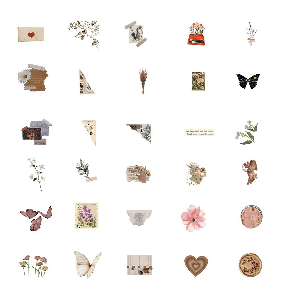 200pcs Retro Cottagecore Vintage STICKER PACK，#201206226251