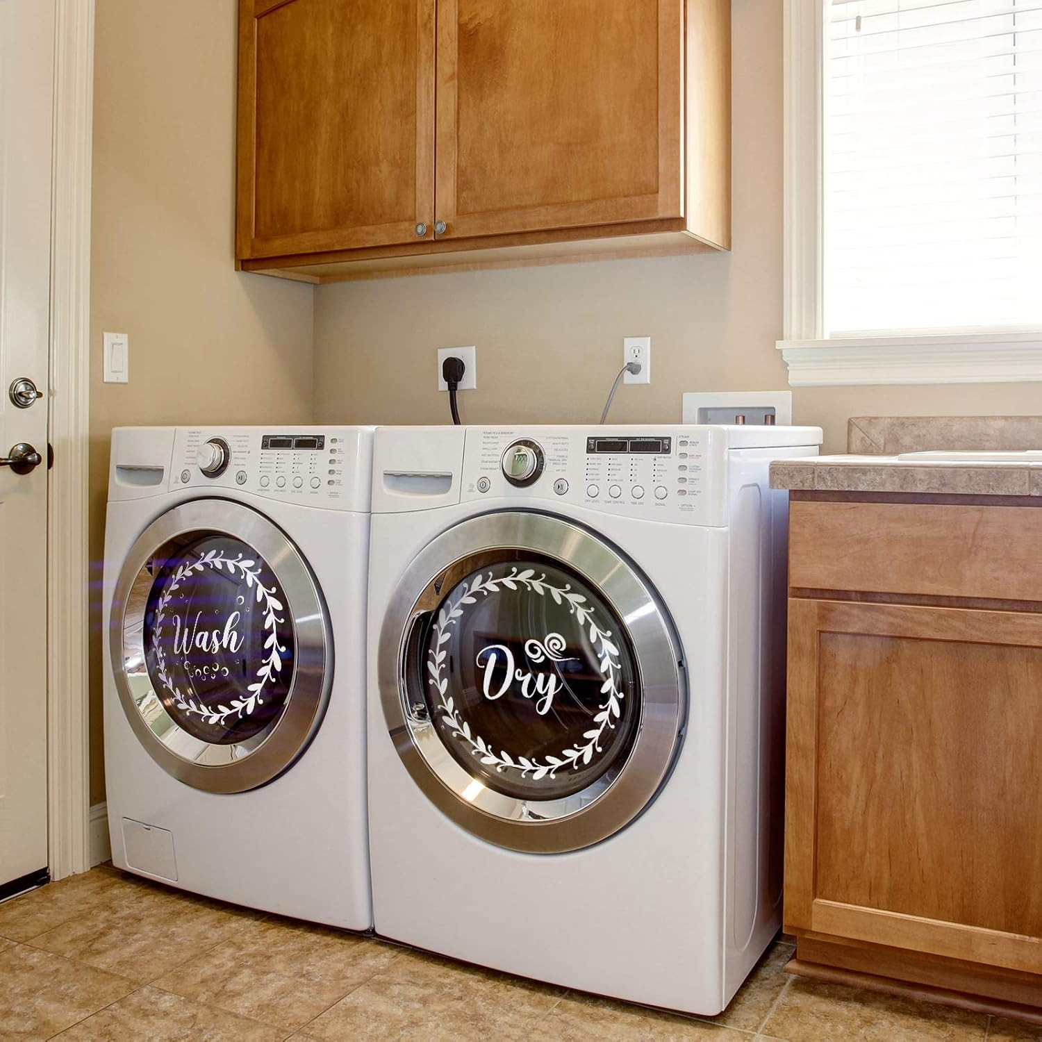 4 Pieces Wash and Dry Decal Sticker Quote Wash Dry Vinyl Laundry Stickers Machin