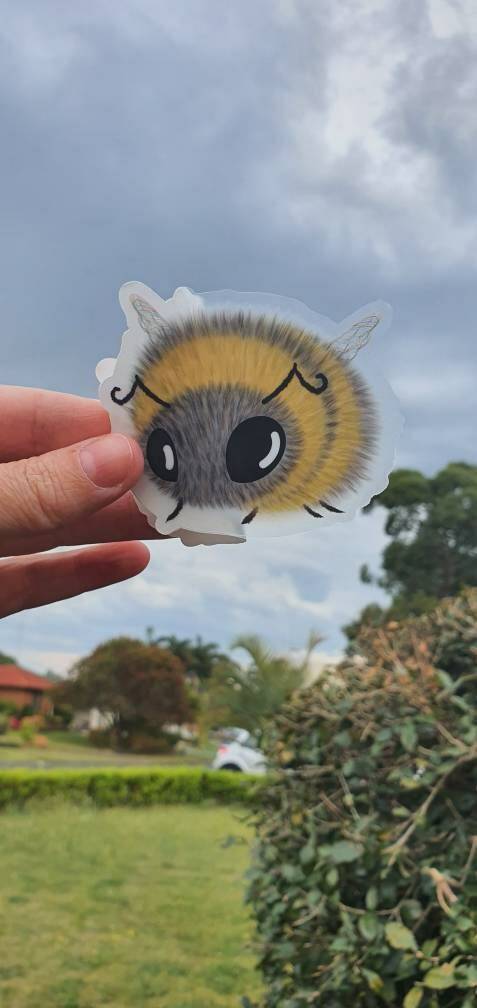3 Inch Clear Bee Sticker. Bumble Bee. Honey Bee Sticker. UV indoor and outdoor S