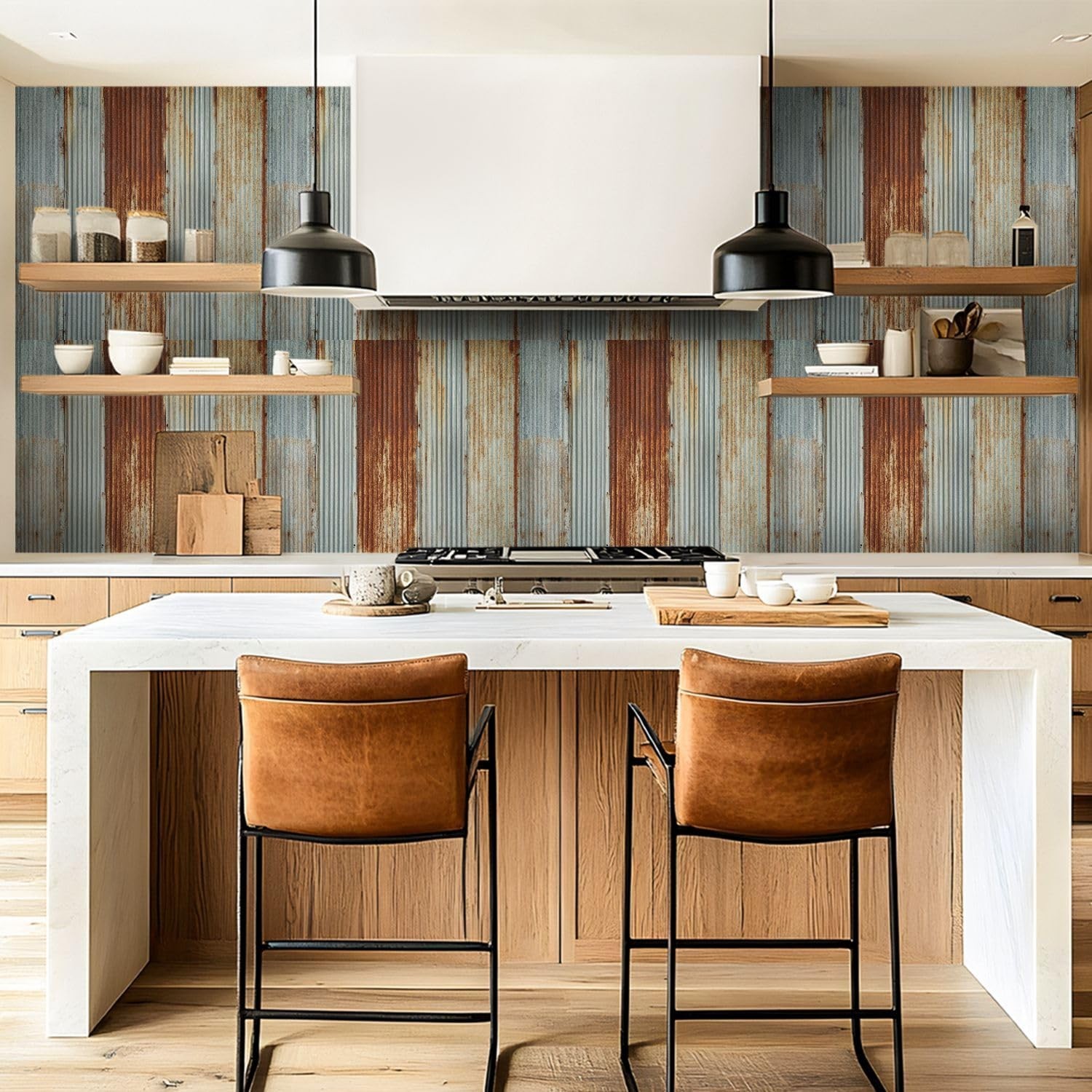 VGHUYEVOGERE Peel and Stick Wallpaper – Old Texture Rusty Galvanized Metal Pa…