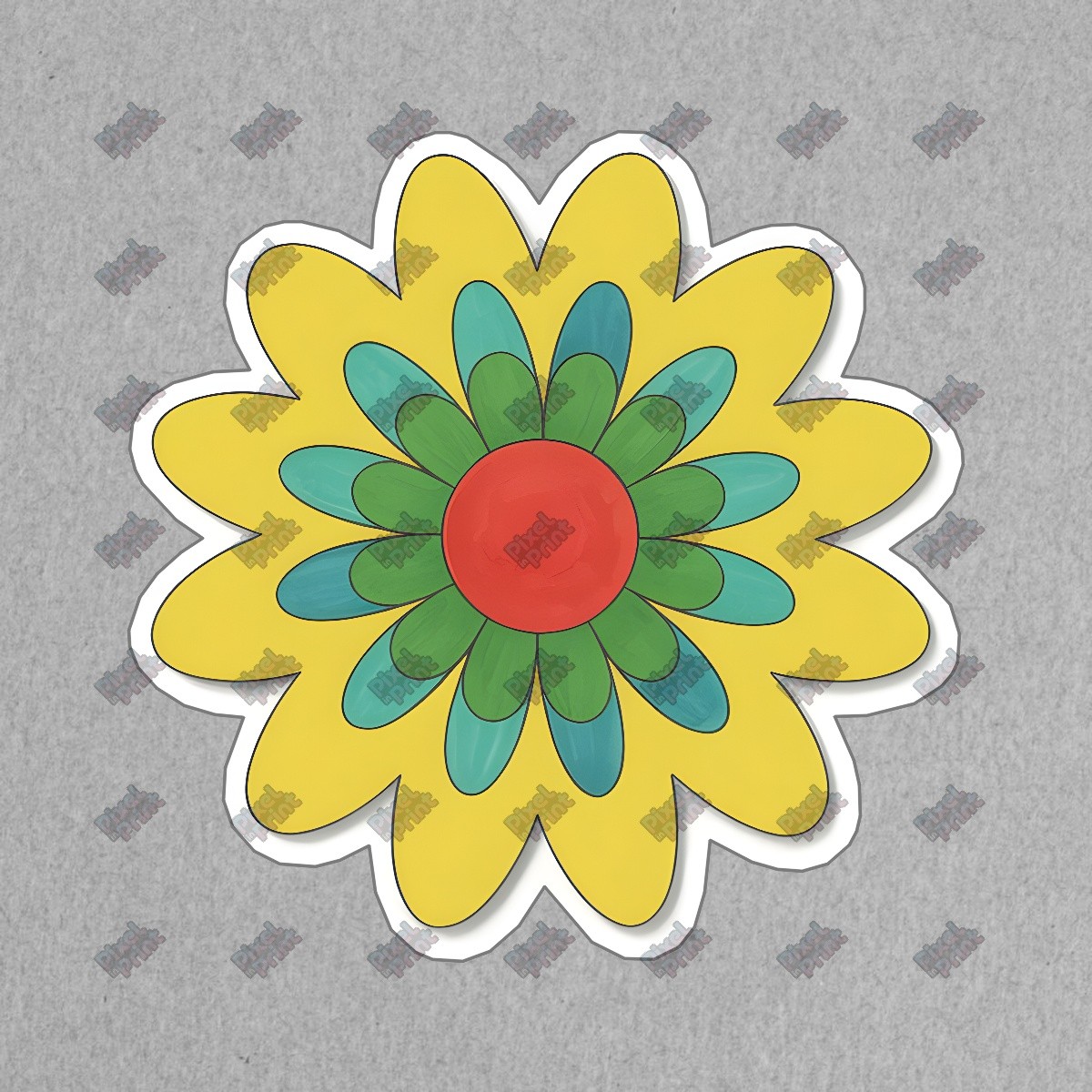 Retro 1960s Pop Art Flower Sign Colorful Sunburst Design Vintage Vibe #8576