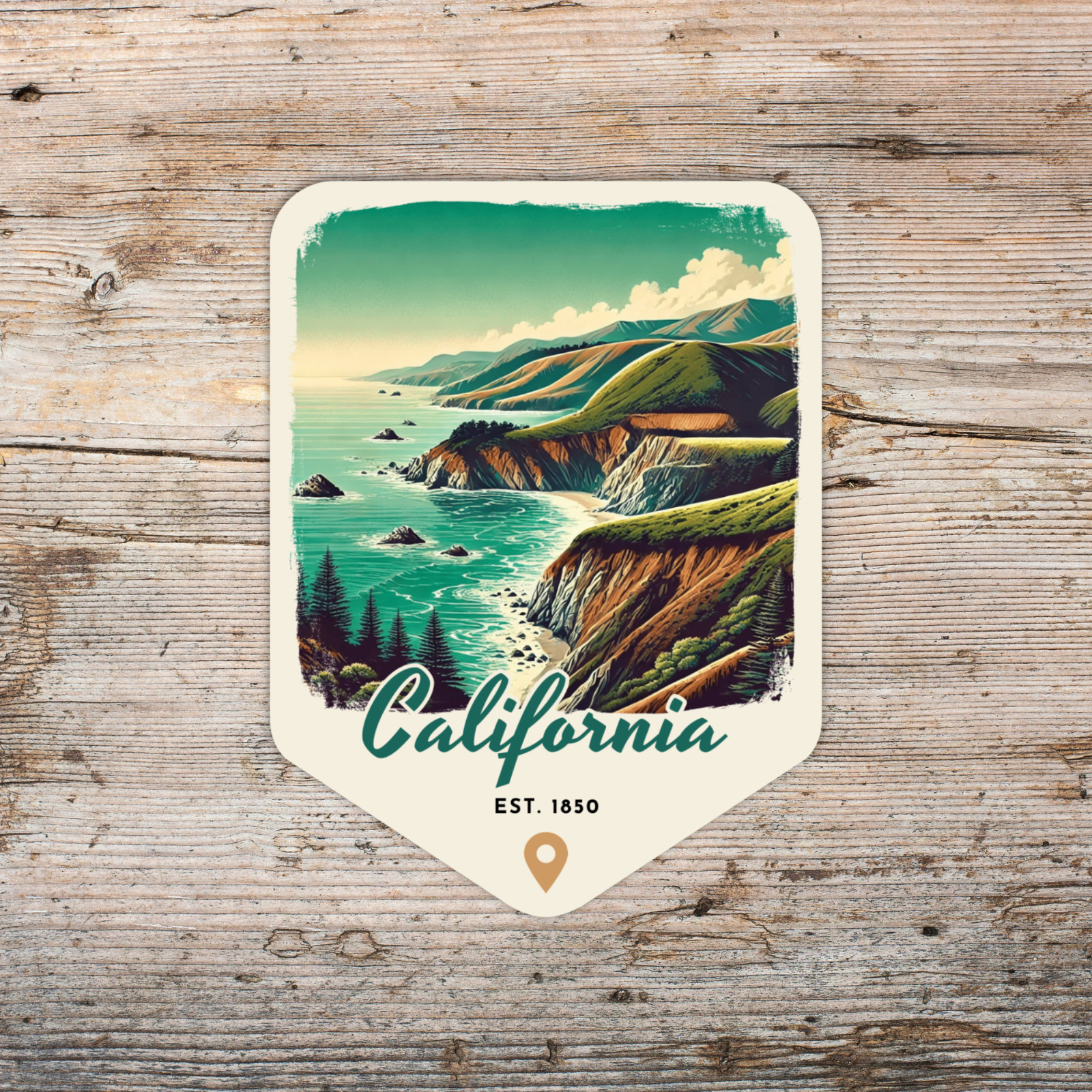 California State Sticker Retro Travel Vinyl Decal for Laptop Water Bottle Car