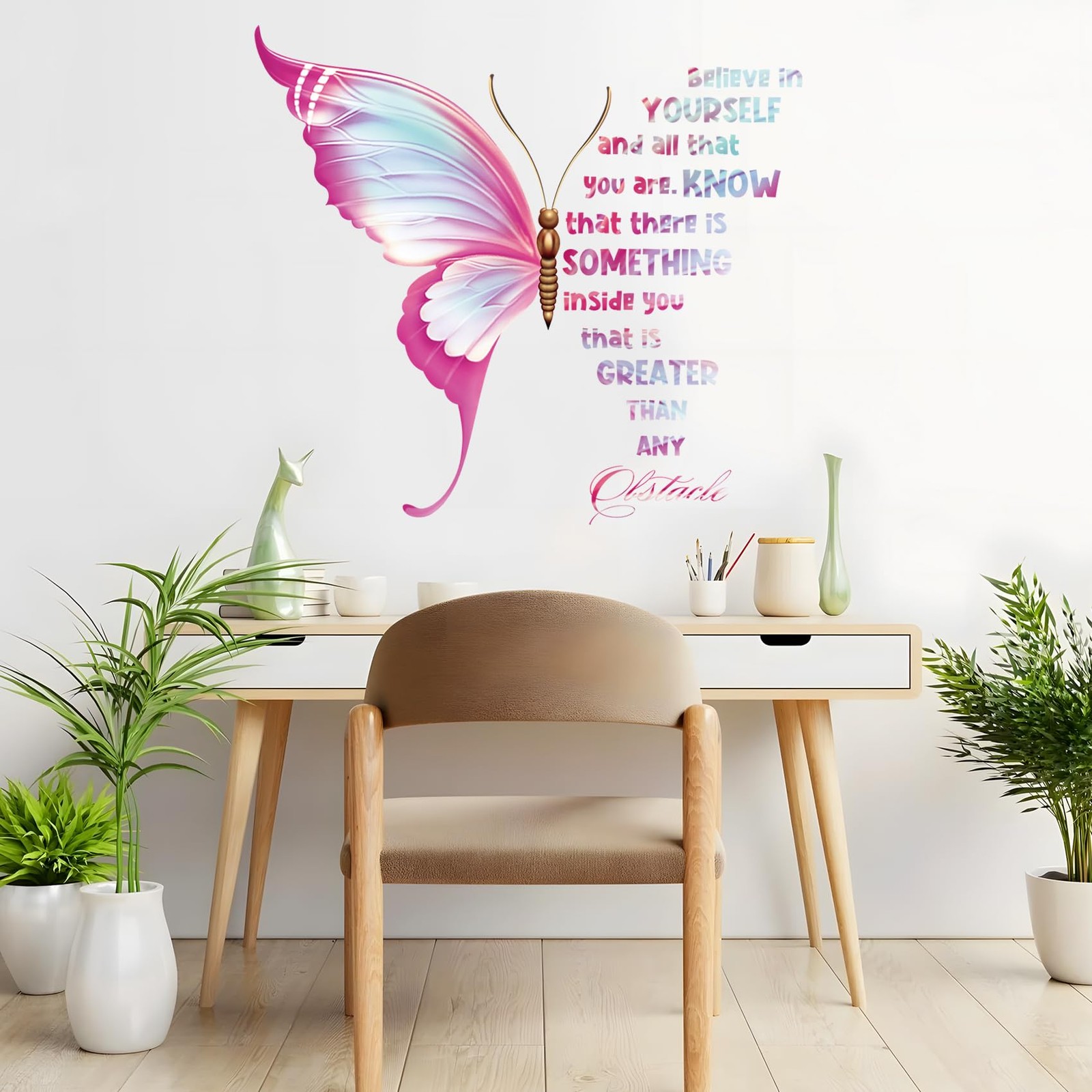 Large Inspirational Butterfly Wall Decals Stickers, Motivational Saying Posit…