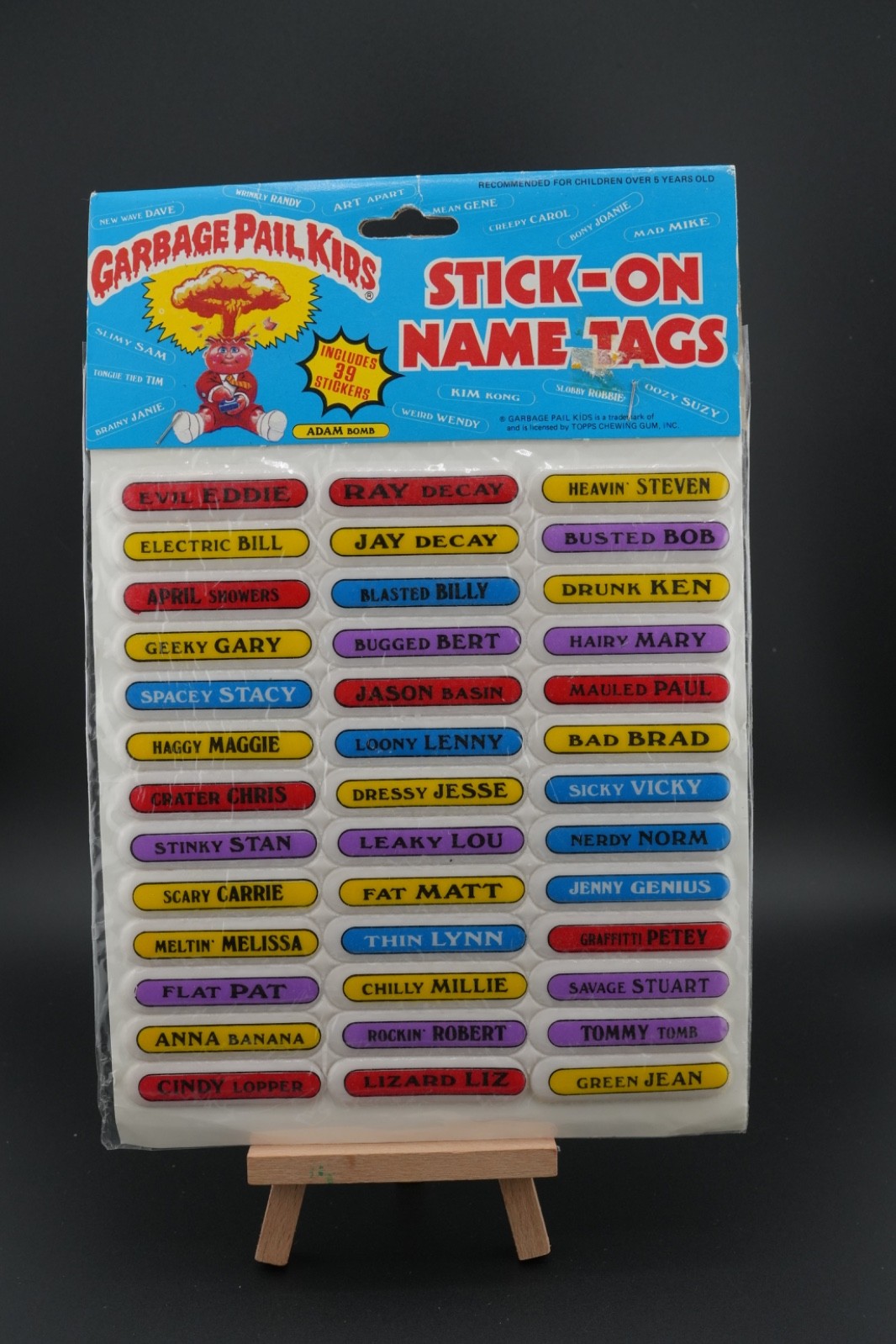 Vintage Garbage Pail Kids Stick On Name Tags Sticker Set Art GPK 1986 Set of 11