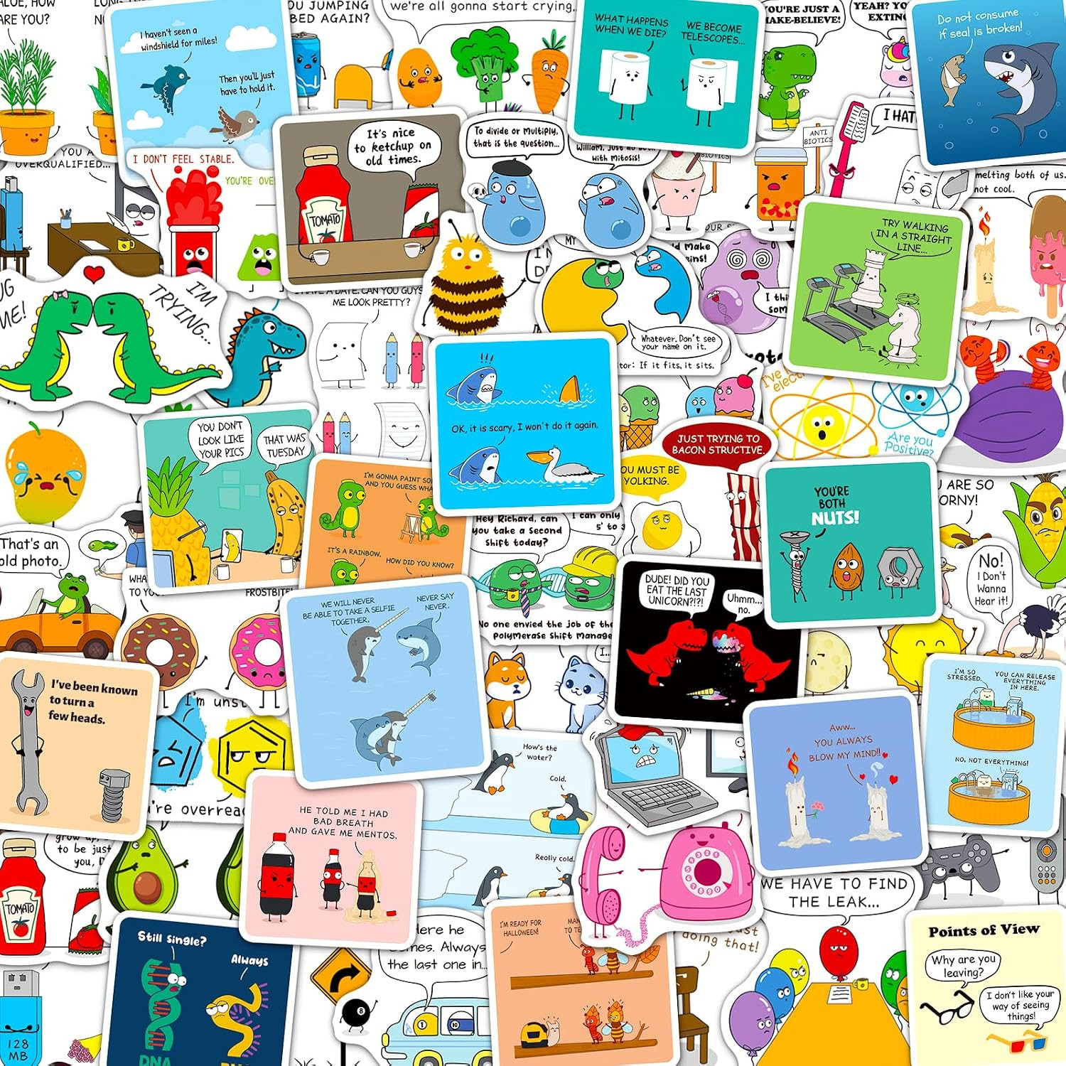 100PCS Dad Joke Stickers, Funny Stickers for Kids Teens | Waterproof Vinyl Decal
