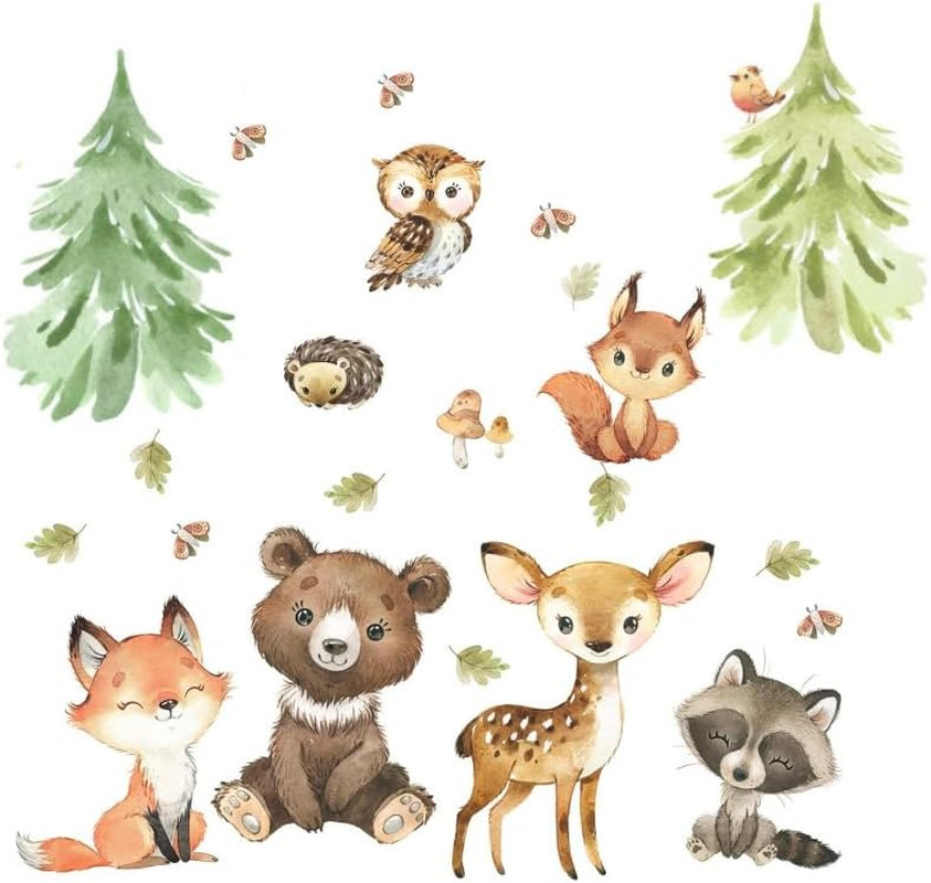 Woodland Wall Decals Stickers Peel and Stick for Baby Boys Girls Nursery Bedroom